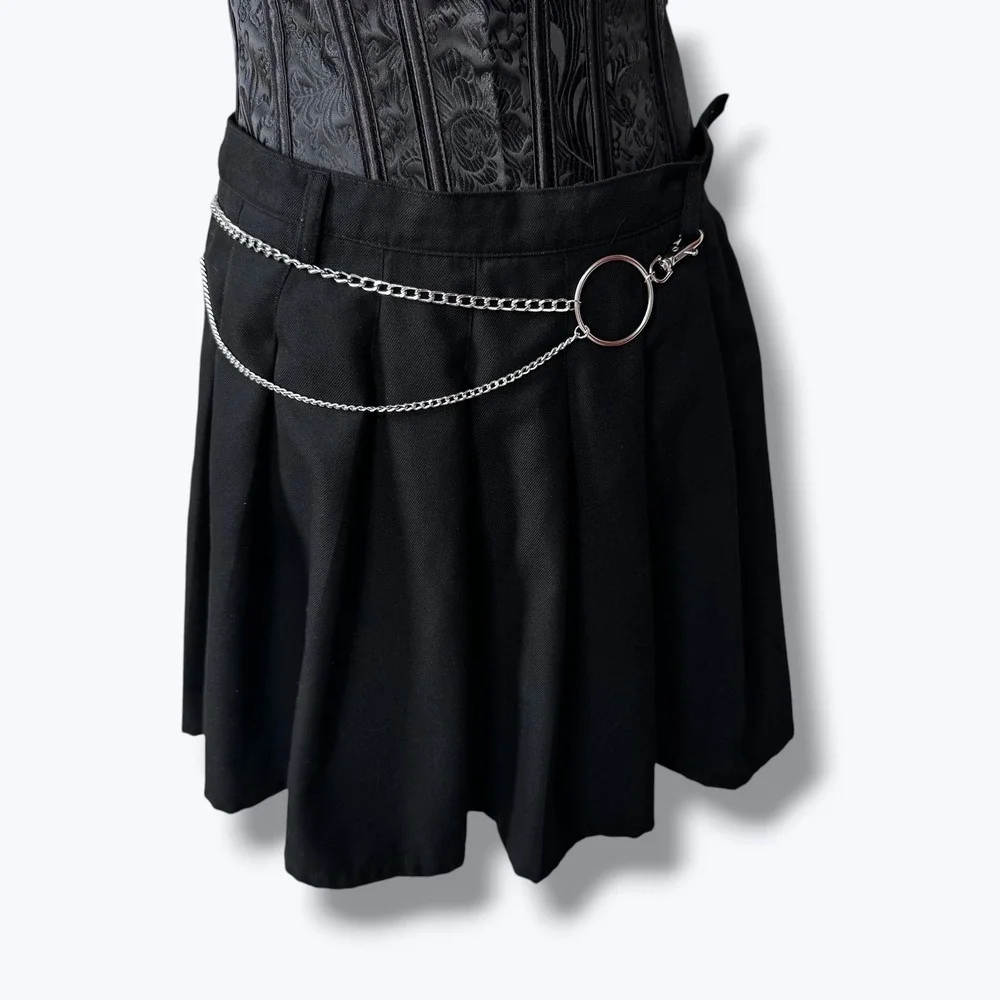 Hot Topic Chain Skirt Black Goth Emo Punk Alt Pleated Mini Grunge‎ Size M